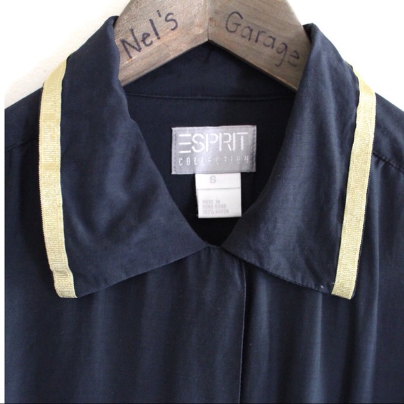 Esprit Navy Gold Embellished Button Up Small NWT - Picture 4 of 6